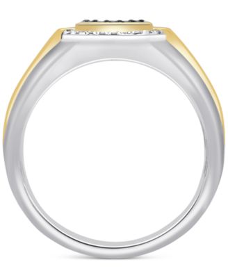 Men's Black Diamond (1/3 ct. t.w.) & White Diamond (1/5 ct. t.w.) Ring in Sterling Silver & 14k Gold-Plate