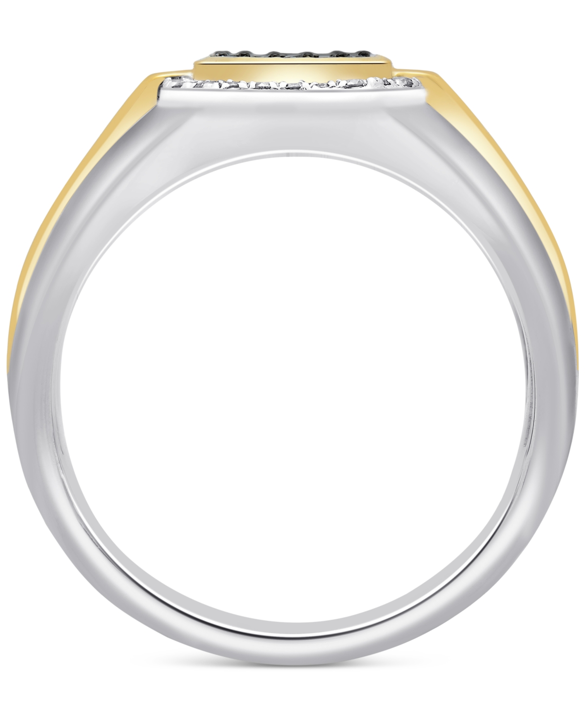 Men's Black Diamond (1/3 ct. t.w.) & White Diamond (1/5 ct. t.w.) Ring in Sterling& 14k Gold-Plate - Silver