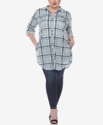 Plus Size Plaid Tunic Top