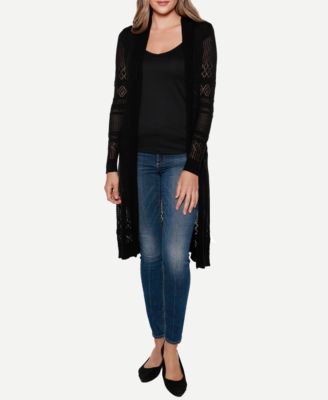 Pointelle-Stitch Duster Cardigan Sweater