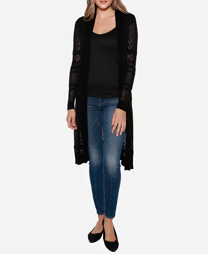 Pointelle-Stitch Duster Cardigan Sweater - thumbnail 5