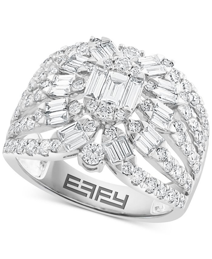 EFFY Collection EFFY® Diamond Baguette & Round Cluster Ring (1-5/8 ct ...