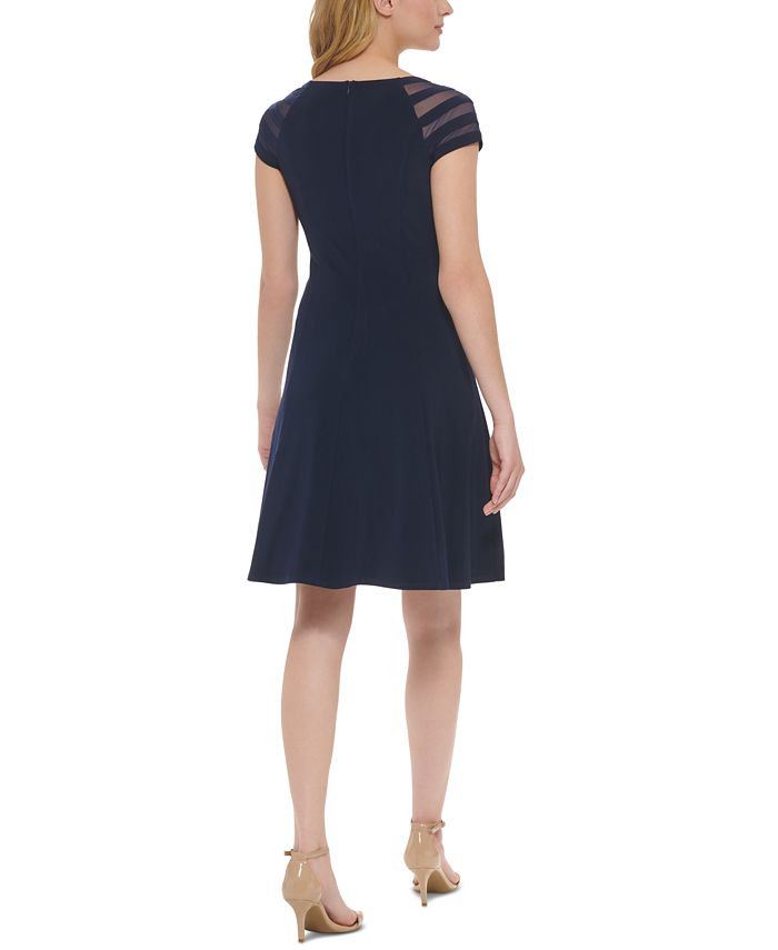 Jessica Howard Women's Pleated-Skirt Fit & Flare Dress Black Size 12