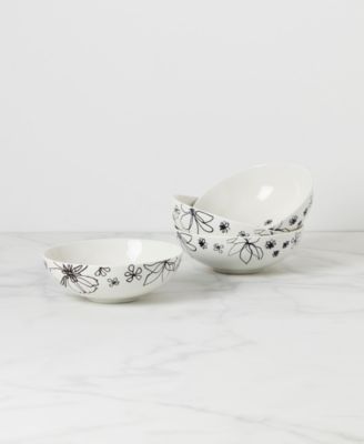 Garden Doodle 4 Piece Soup and Cereal Bowl Set