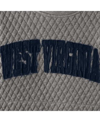 Women's Heathered Gray West Virginia Mountaineers Moose Applique Quilted Crewneck Sweatshirt