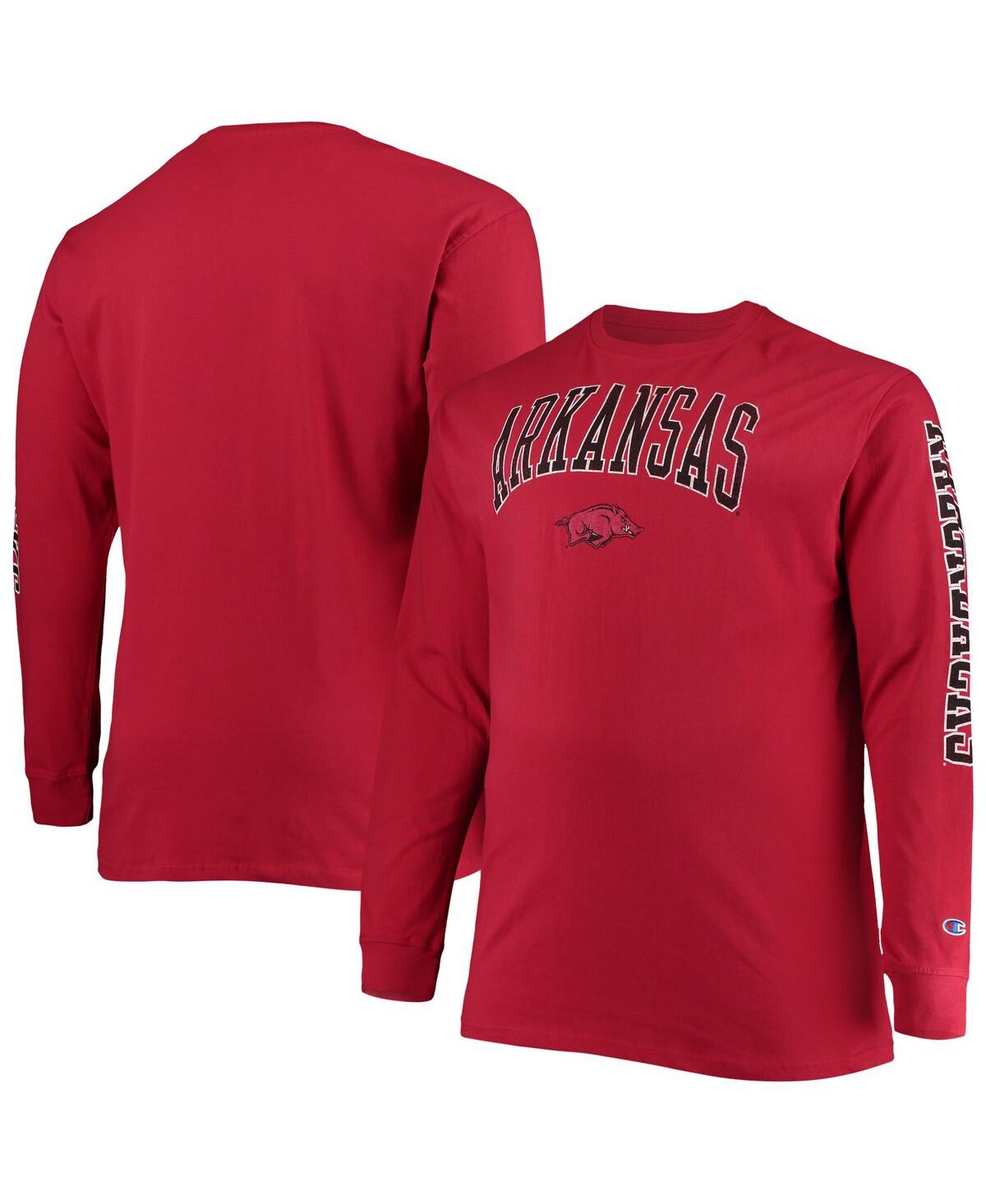 Shop Champion Men's  Cardinal Arkansas Razorbacks Big And Tall 2-hit Long Sleeve T-shirt