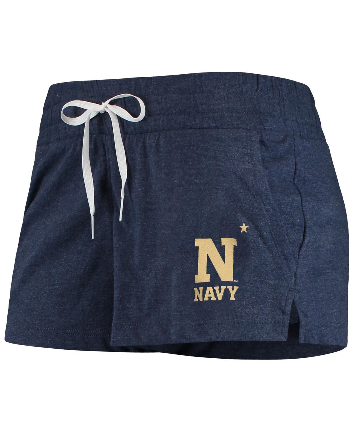 Shop Under Armour Women's  Heathered Navy Navy Midshipmen Performance Cotton Shorts