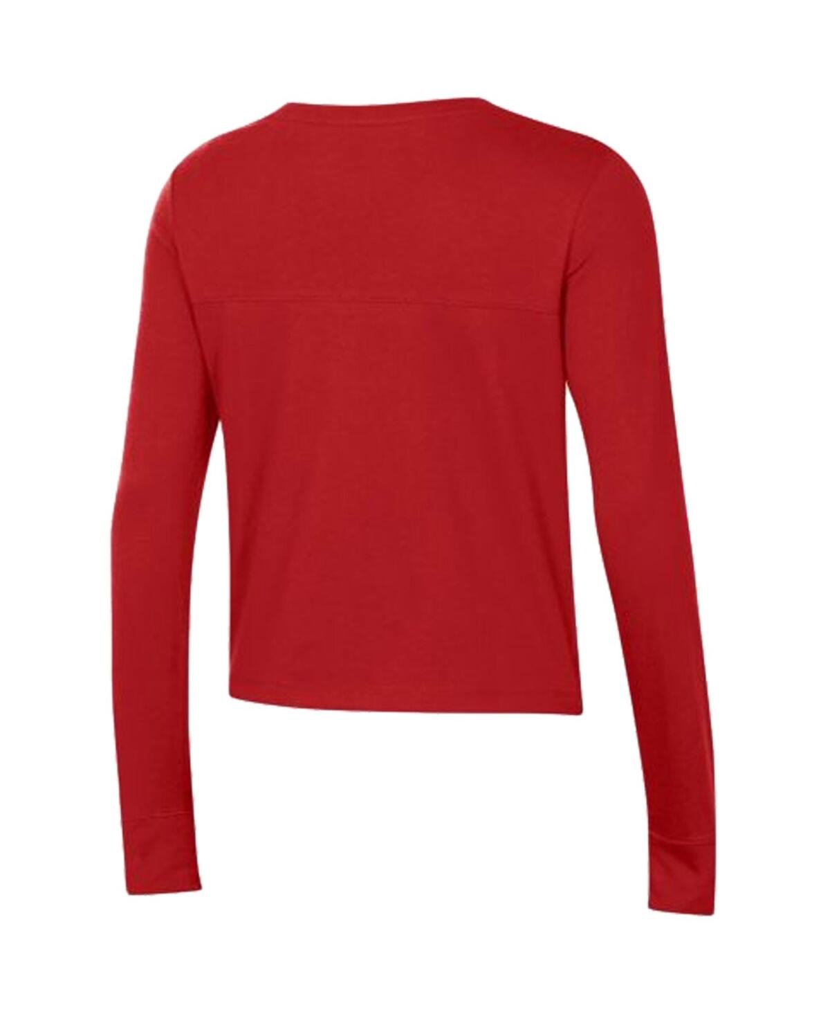 Shop Under Armour Women's  Red Wisconsin Badgers Vault Cropped Long Sleeve T-shirt
