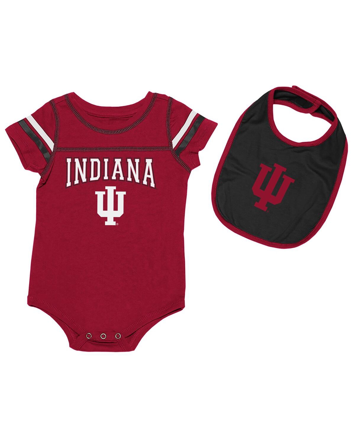 Colosseum Babies' Boys And Girls Newborn And Infant  Crimson, Black Indiana Hoosiers Chocolate Bodysuit And B In Crimson,black