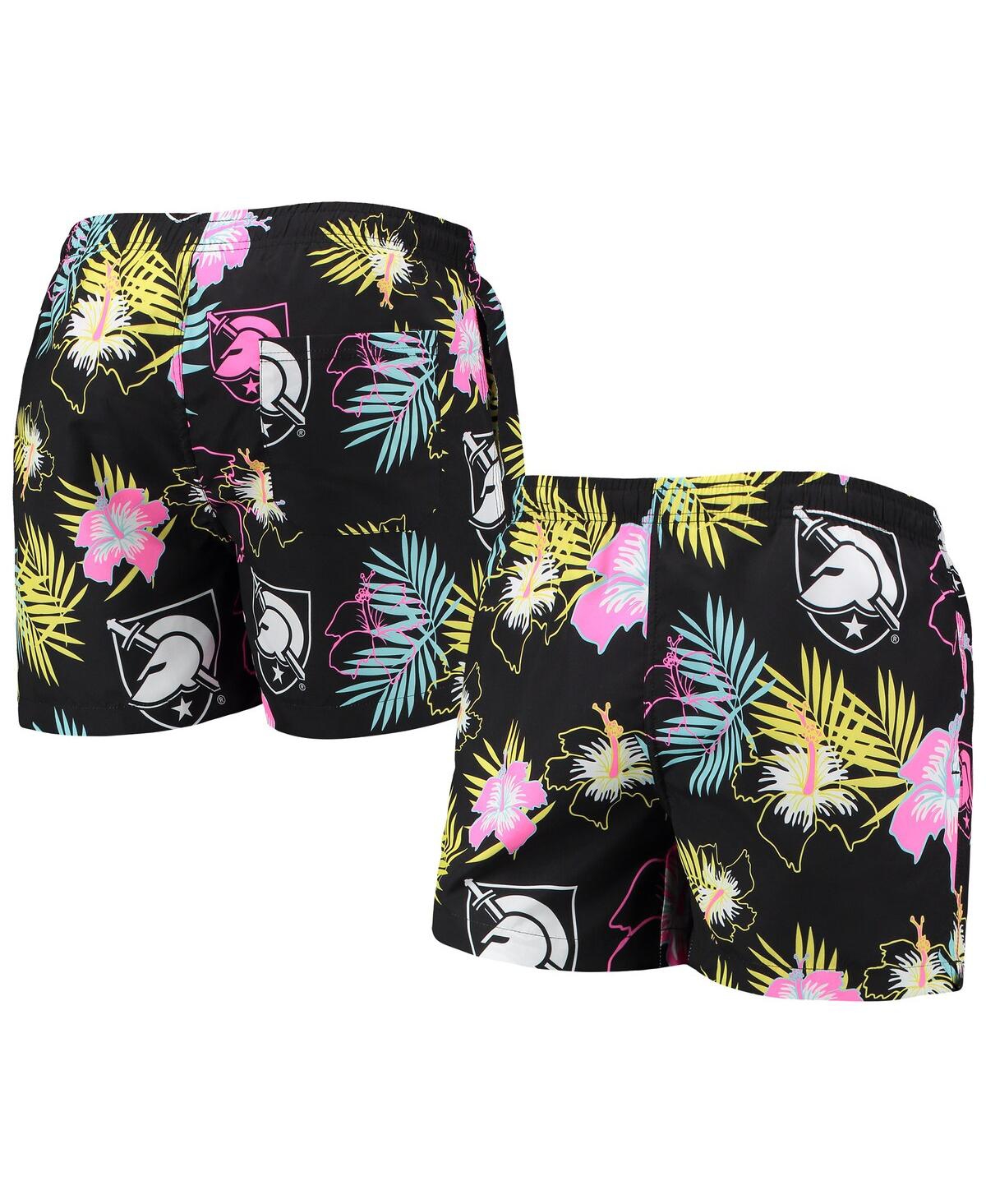 Shop Foco Men's  Black Army Black Knights Neon Floral Swim Trunks