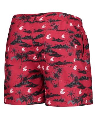 Men's Crimson Washington State Cougars Island Palm Swim Trunks