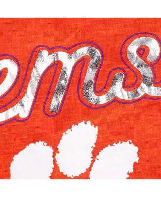 Women's Orange Clemson Tigers Game Time Burnout Cover-Up V-Neck Dress