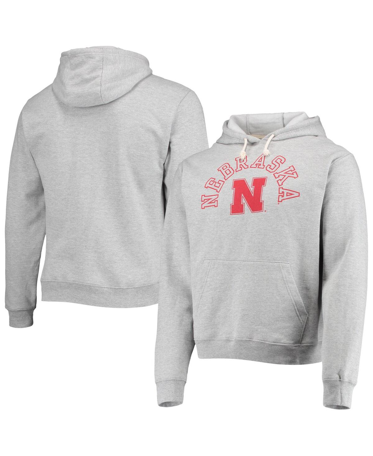 League Collegiate Wear Men's  Heathered Gray Nebraska Huskers Seal Neuvo Essential Fleece Pullover Ho
