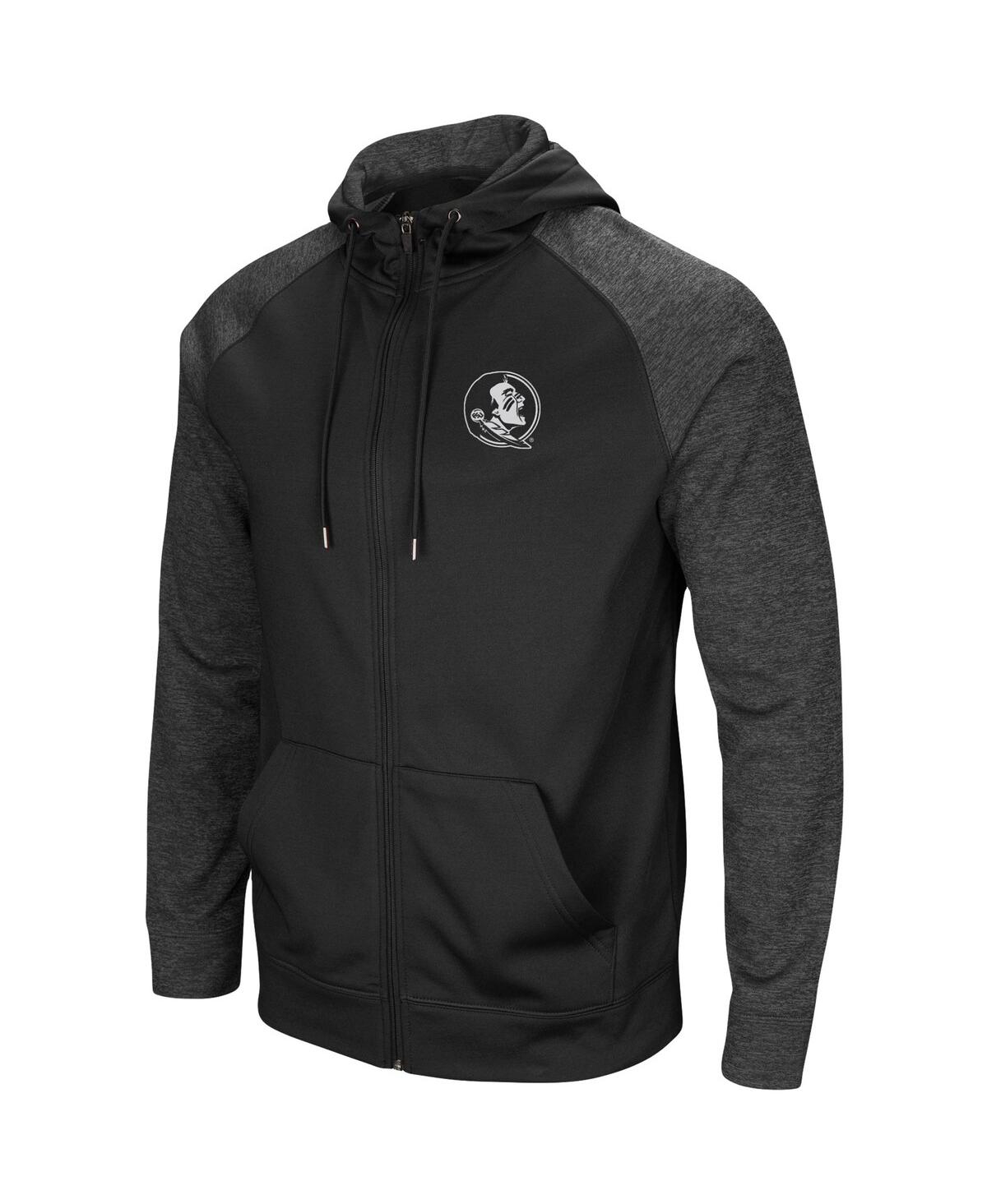 Colosseum Men's  Black Florida State Seminoles Big And Tall Blackout Raglan Full-zip Hoodie In Black