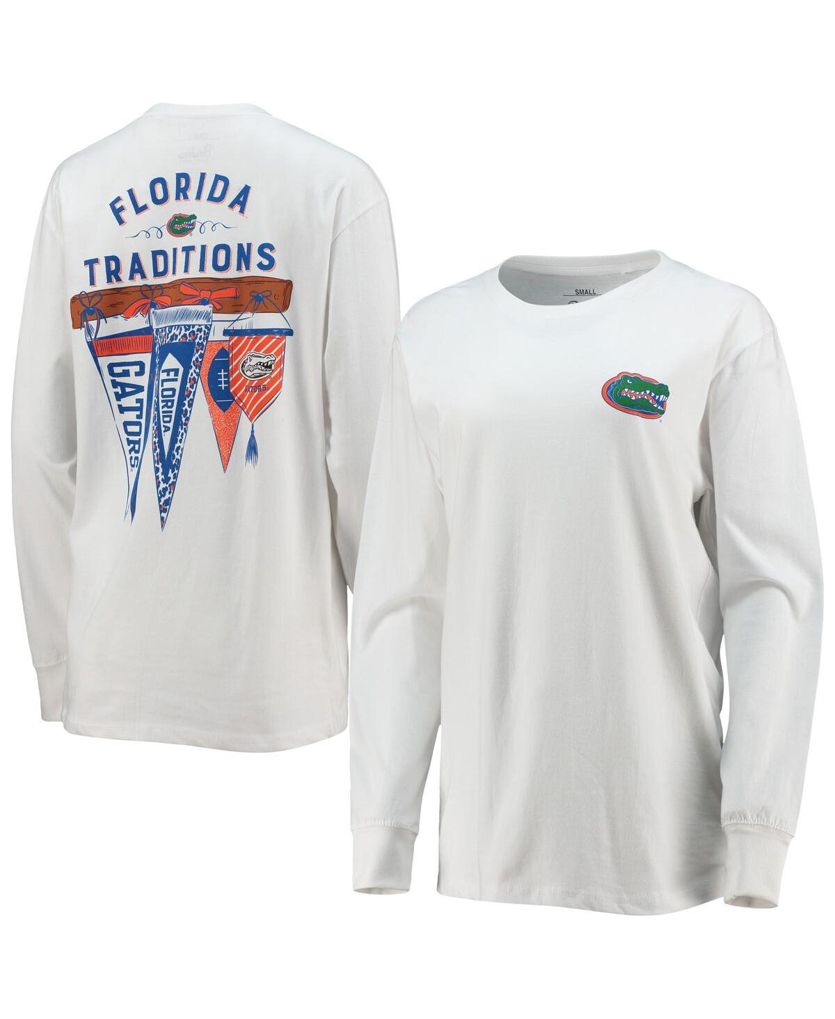 Shop Pressbox Women's  White Florida Gators Traditions Pennant Long Sleeve T-shirt
