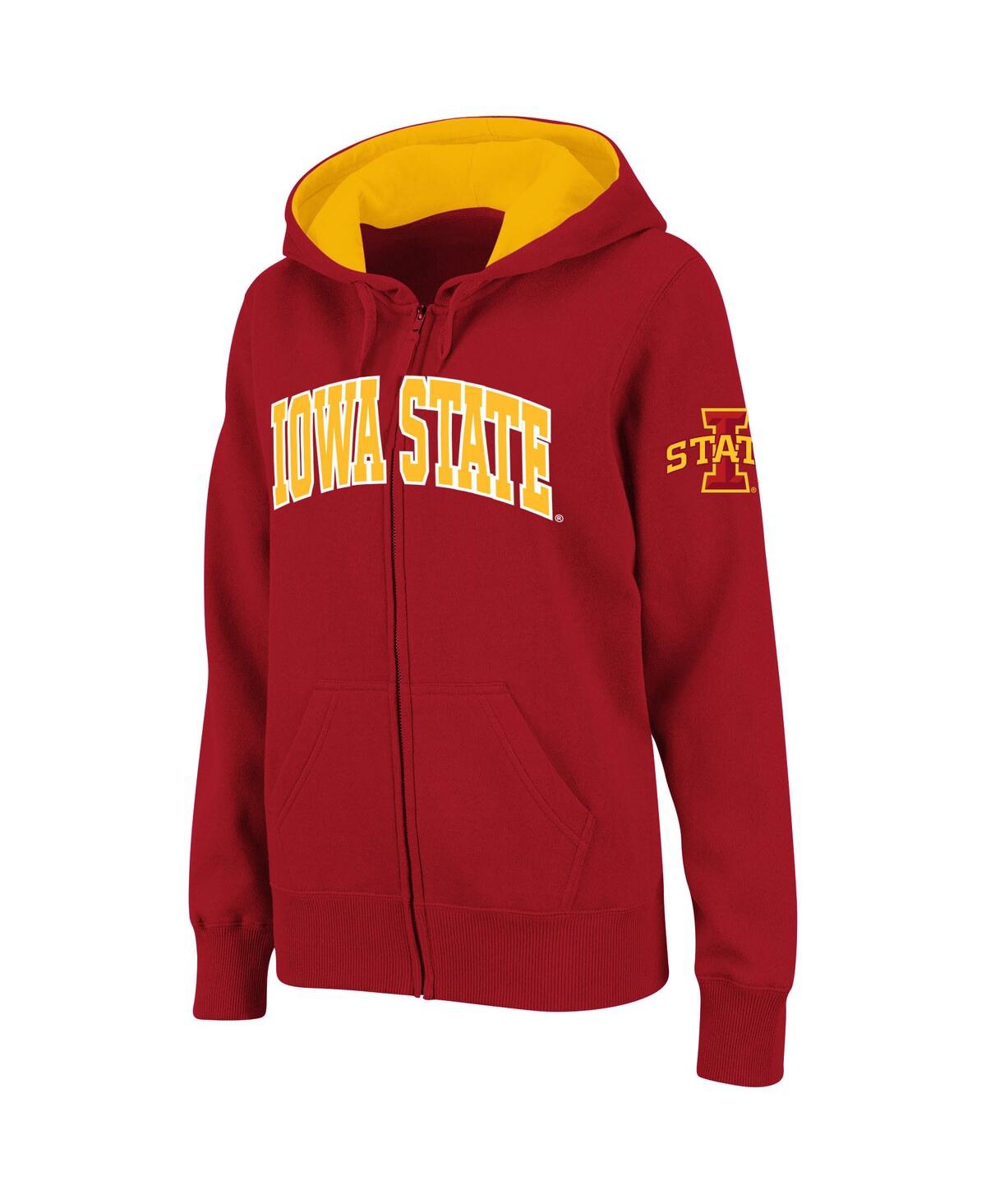 Stadium Athletic Women's  Cardinal Iowa State Cyclones Arched Name Full-zip Hoodie