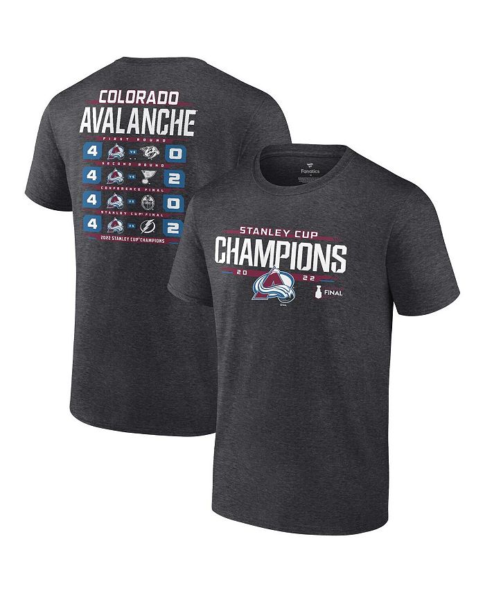 Men's Colorado Avalanche Fanatics Branded Heathered Charcoal 2022 Stanley  Cup Champions Schedule T-Shirt