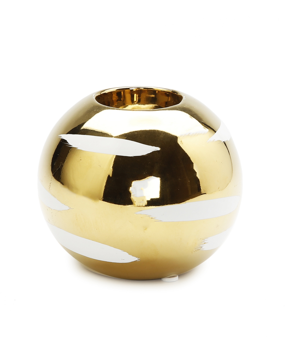 Tea Light Holder with Block Design - Gold-Tone