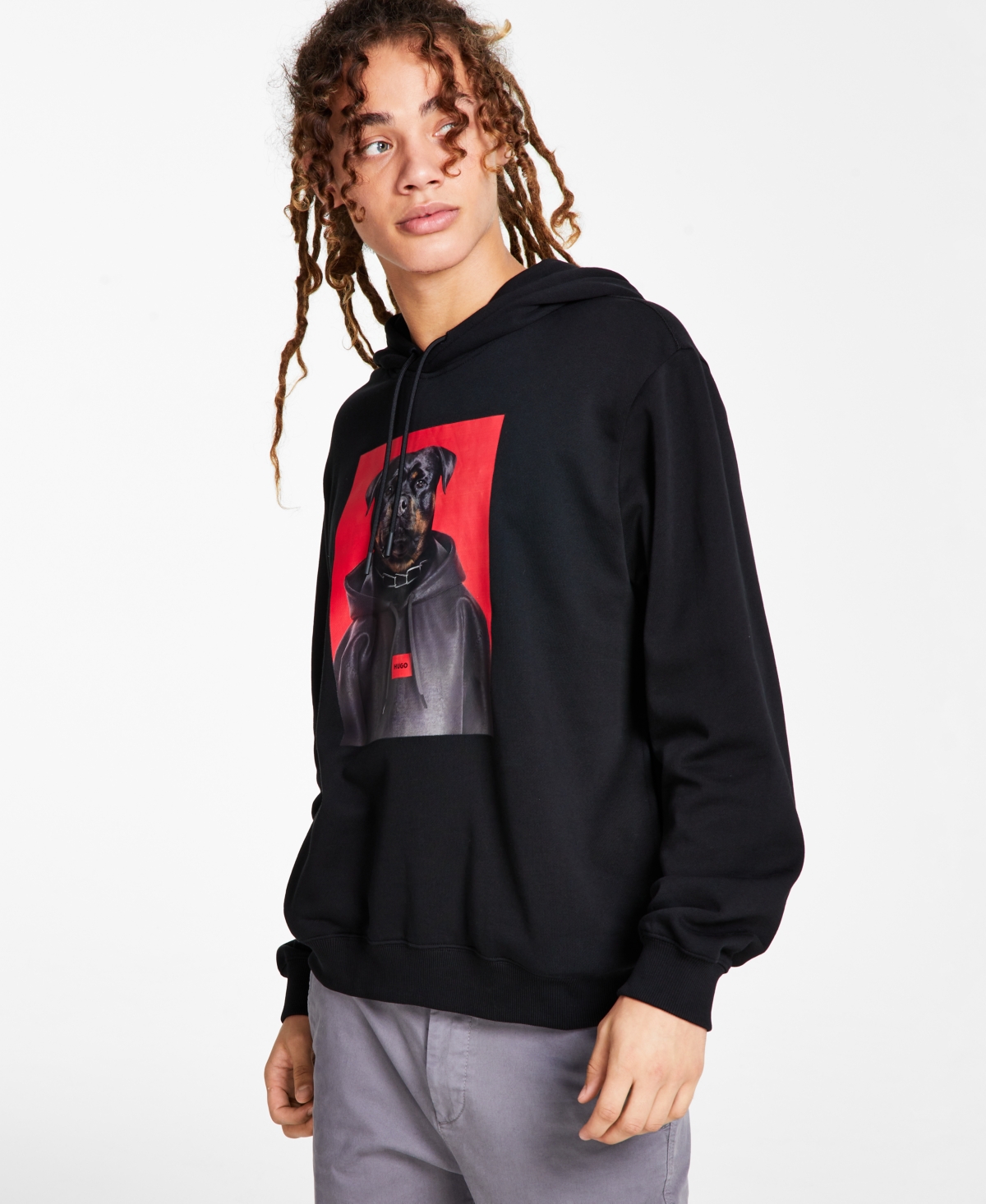 HUGO BOSS BOSS MEN'S RELAXED-FIT DOODIE DOG-PRINT HOODIE 