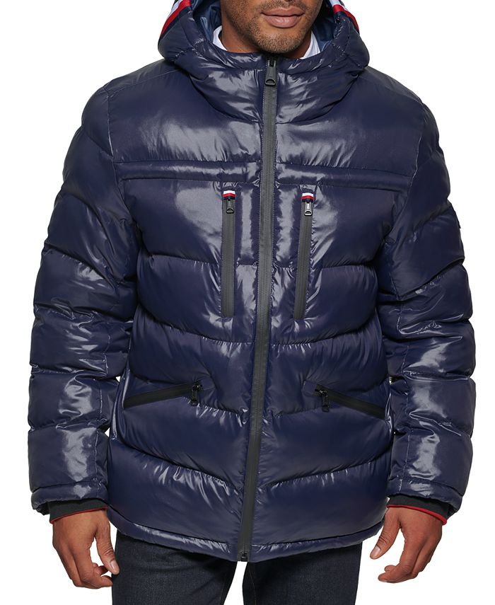 Tommy Men's Fashion Shine Quilted Hooded Puffer Jacket - Macy's
