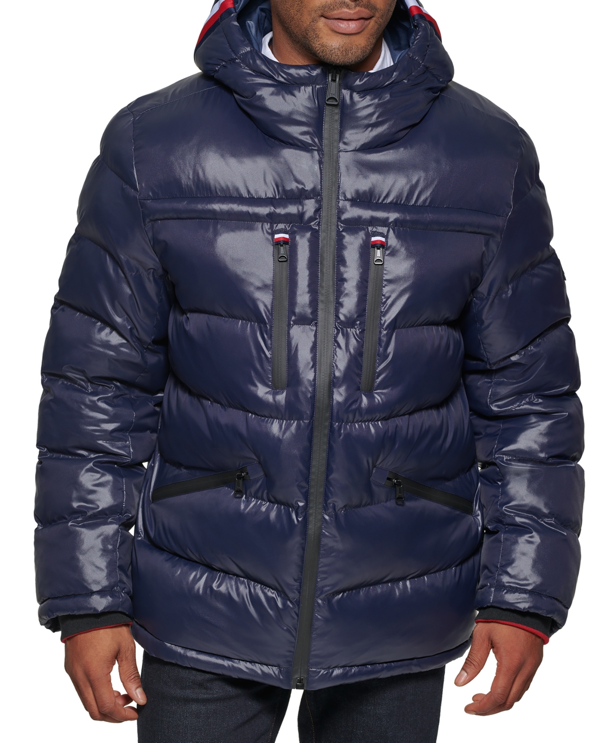 Tommy Hilfiger Men's Fashion Shine Quilted Hooded Puffer Jacket