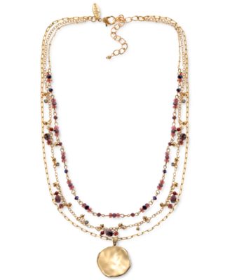 Style & Co - Gold-Tone Beaded Multi-Strand Pendant Necklace, 20" + 3" extender