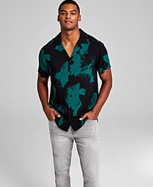 Men's Abstract Printed Short-Sleeve Button-Up Shirt