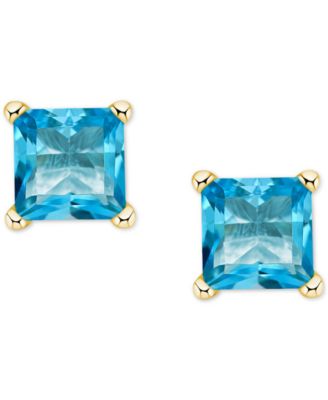 Blue Topaz Square Stud Earrings (7/8 ct. t.w.) in 14k Gold