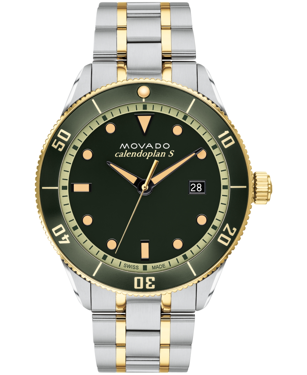Movado Men's Heritage Two-tone Stainless Steel Bracelet Watch 43mm In Green