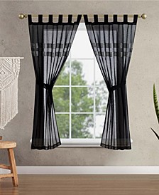 Milly Bling Sheer Tab Top Window Curtain Panel Pair with Tiebacks Collection