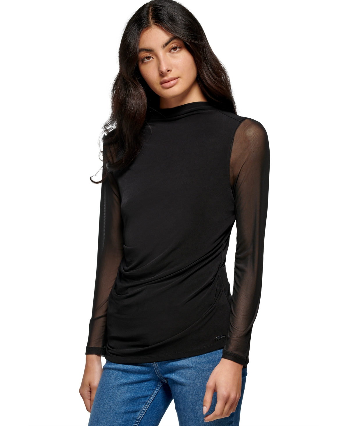 Calvin Klein Women's Long Sleeve Mesh Top