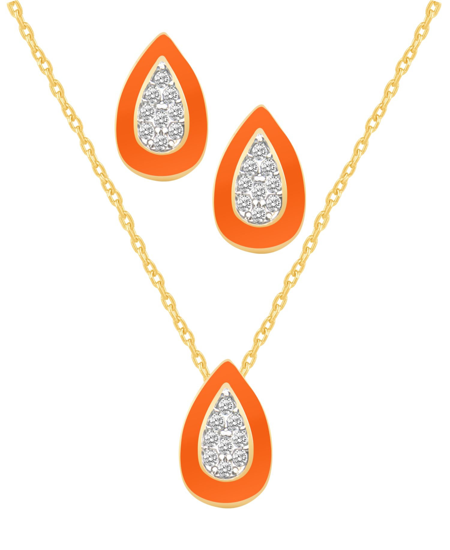Crystal Enamel Necklace and Earring Set, 2-Piece