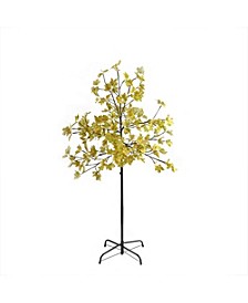 Pre-Lit LED Lighted Fall Harvest Maple Leaf Artificial Tree with White Lights, 5'