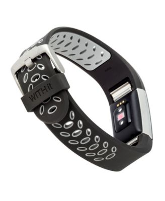 Black and Grey Silicone Sport Band designed for Fitbit Charge 2