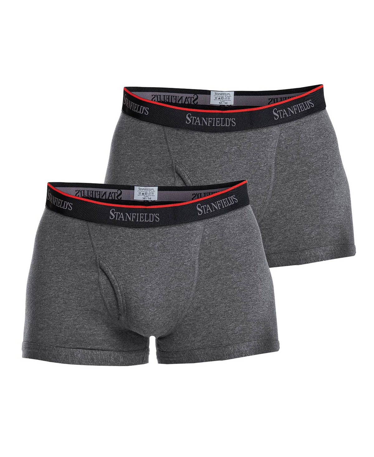 Stanfield's Cotton Stretch Men's 2 Pack Trunk Underwear In Graphite