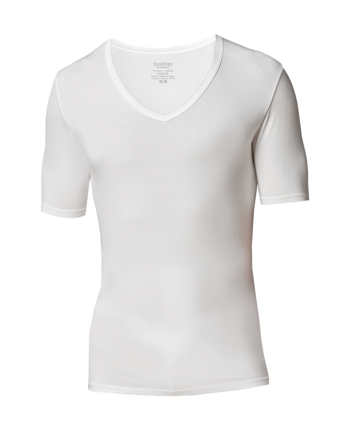 Stanfield's Men's Invisible Deep V-neck Undershirt In White