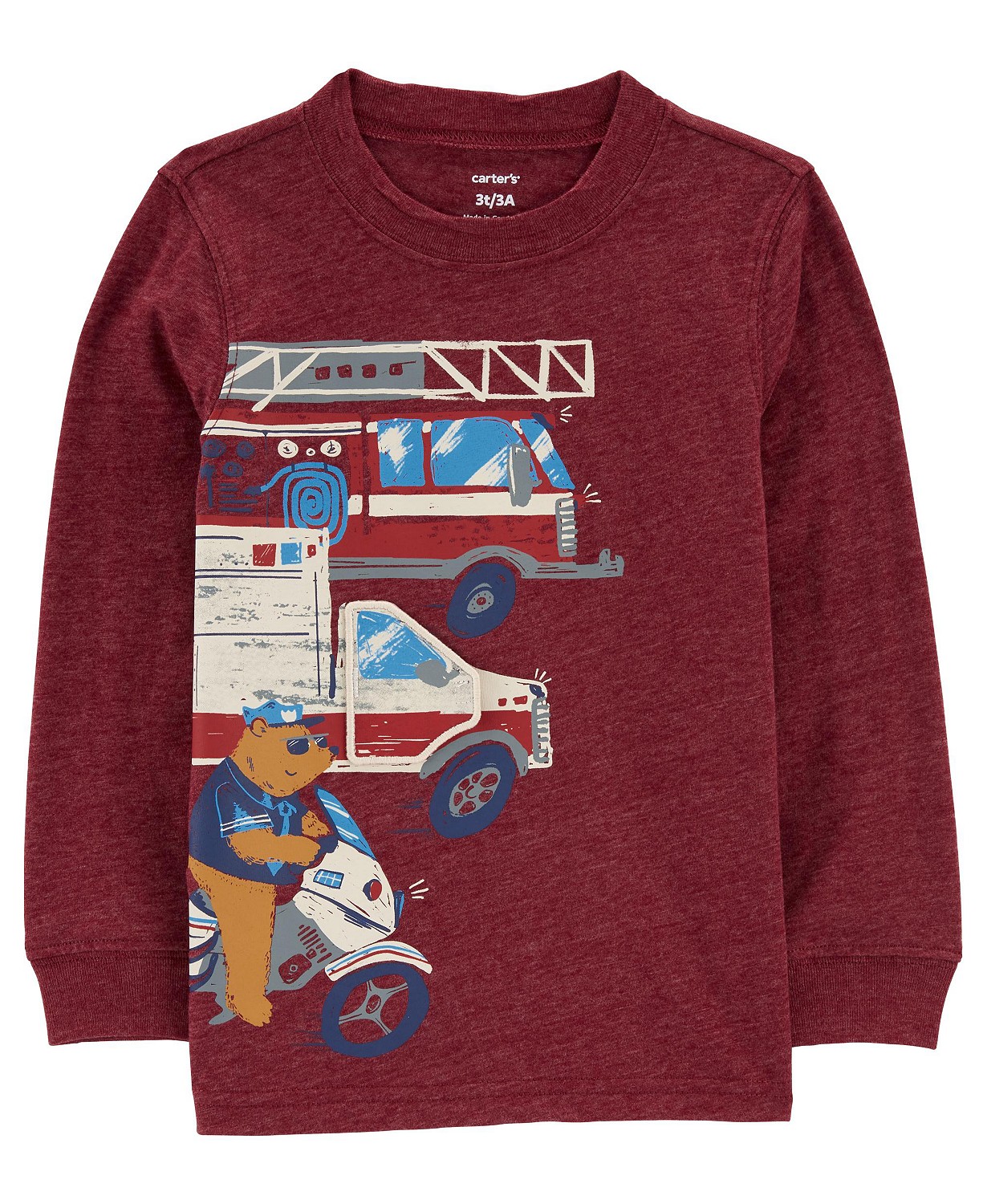 Toddler Boys Firefighter Jersey Long Sleeve T-shirt