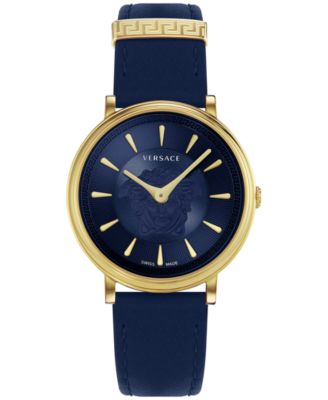 Versace - Women's Swiss V-Circle Blue Leather Strap Watch 38mm
