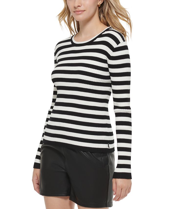Karl Lagerfeld Paris Women's Striped Ribbed Sweater Macy's