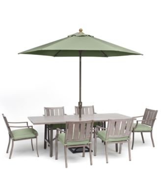 Wayland Outdoor Aluminum 7-Pc. Dining Set (84" x 42" Rectangle Dining Table & 6 Dining Chairs) with Sunbrella&reg; Cushions, Created for Macy's