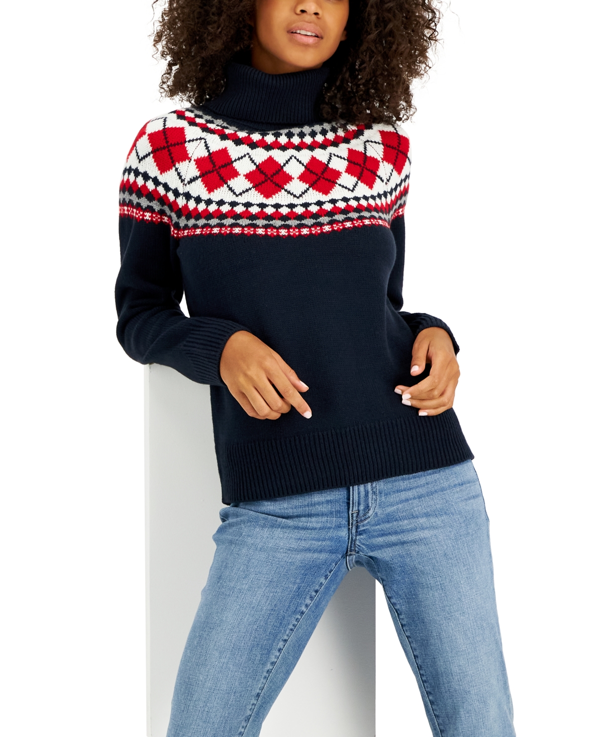 Tommy Hilfiger Women's Argyle Turtleneck Sweater