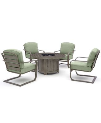Agio CLOSEOUT! Tara 5-Pc. Round Fire Pit Chat Set (1 Fire Pit & 4 C-Spring Chairs), Created for Macy's 