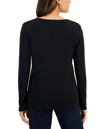 Karen Scott Women's Long-Sleeve Holiday Top, Created for Macy's ...