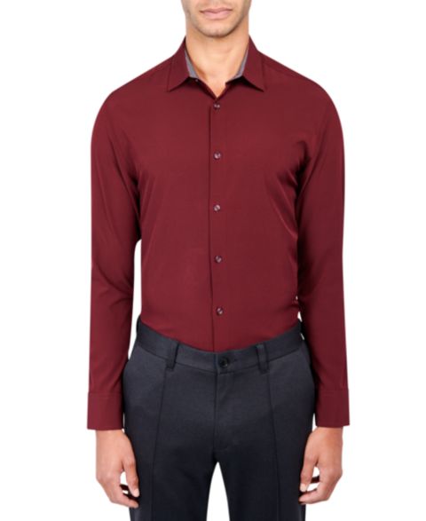 Мужская рубашка ConStruct Slim Fit Solid Performance Stretch Cooling Comfort Dress Shirt, цвет: Бордовый