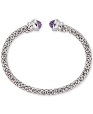 2-Pc. Set Sky Blue Topaz (4-7/8 ct. t.w.) & Amethyst (4 ct. t.w.) Weave Style Cuff Bracelets in Sterling Silver