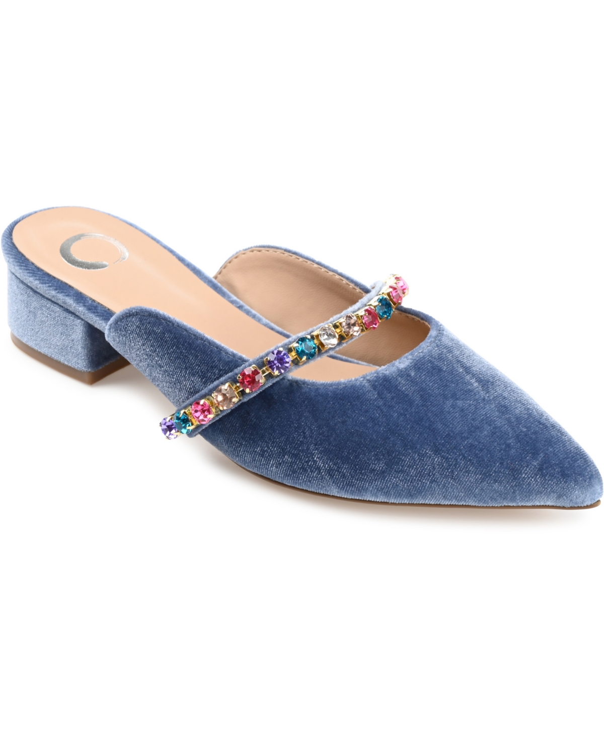 Women's Jewel Rhinestone Embellished Velvet Slip On Flats - Lilac