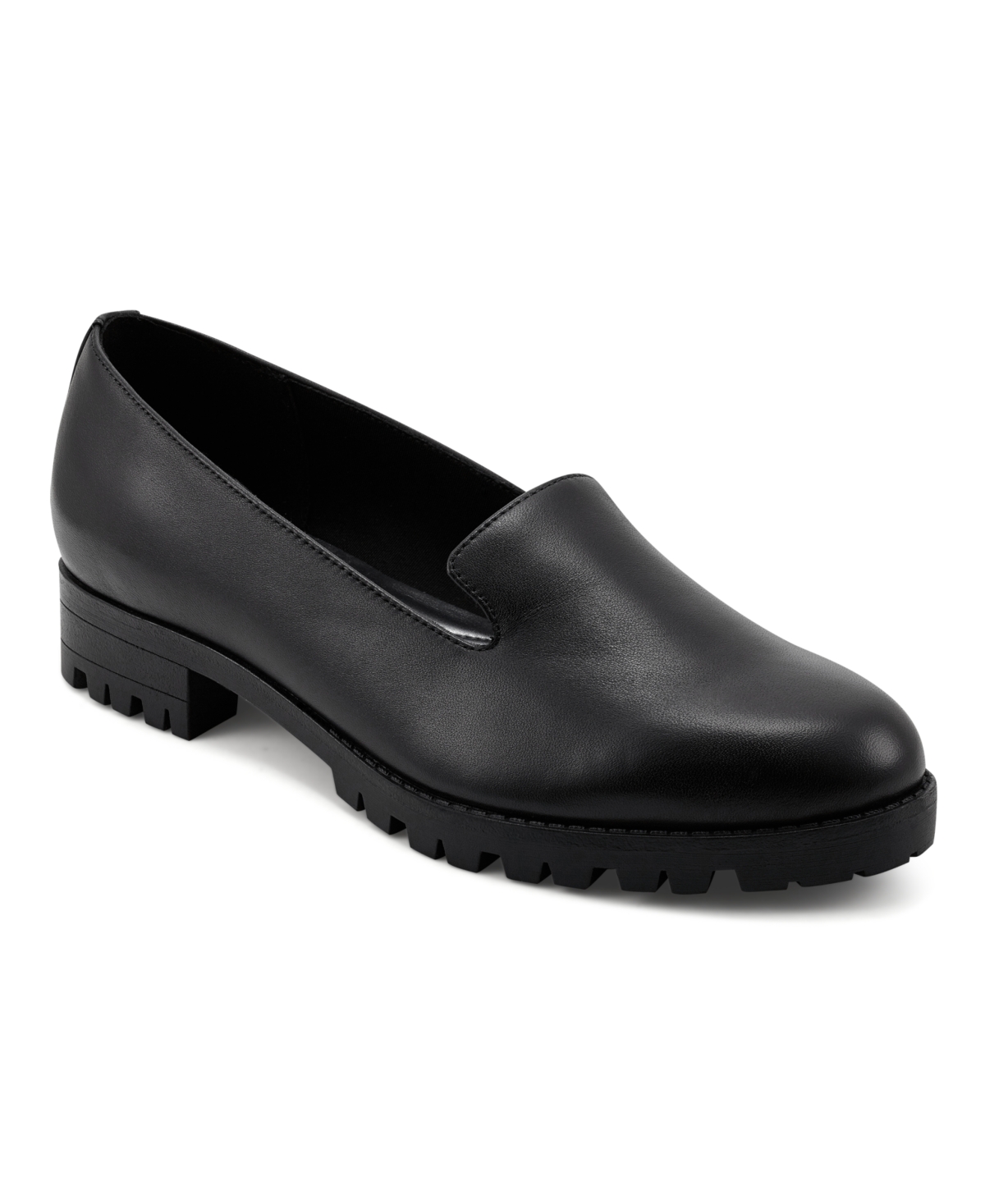 Women's Eflex Geneva Round Toe Casual Slip-on Loafers - Black Leather