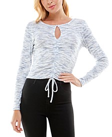 Juniors' Ruched Keyhole Top