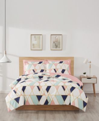 Style 212 Geo Pink Blue Bed In A Bag Collection In Pink,blue