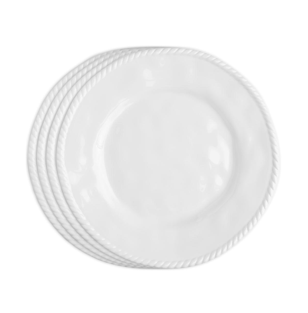 Melamine Nautical 11" Dinner Plates, Set of 4 - White